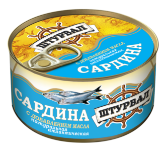 Сардина натурал. С ДОБАВ. МАСЛА КЛЮЧ "Штурвал" 185гр/24