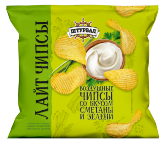 Чипсы CHIPS Lite СМЕТАНА И ЗЕЛЕНЬ "Штурвал" 20 гр/30