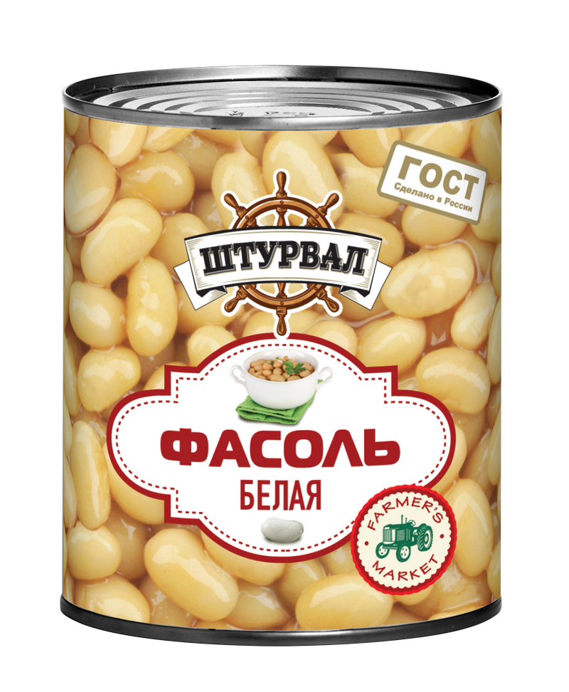Фасоль НАТУР. БЕЛАЯ "Штурвал" 400 гр/12