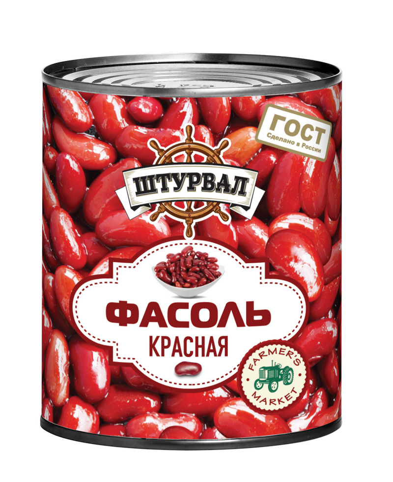 Фасоль НАТУР. КРАСНАЯ "Штурвал" 400 гр/12