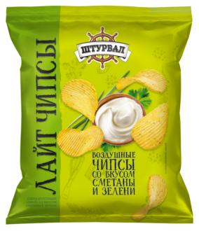 Чипсы CHIPS Lite "ОВАЛ" Сметана и зелень" 65 гр/ 12