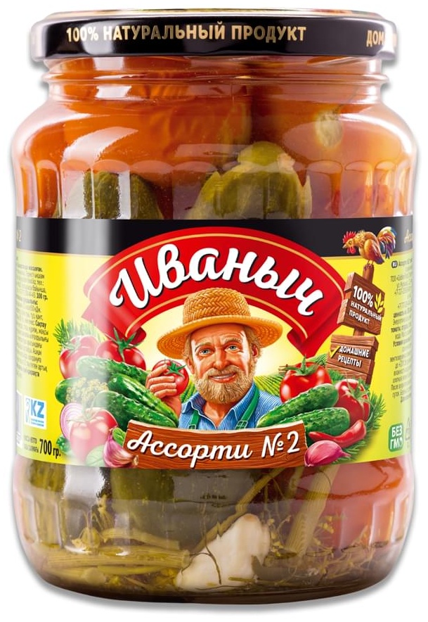 Ассорти "Иваныч" №2 (томаты,огурцы) 700 мл/12