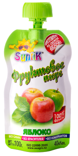 Фруктовое пюре ЯБЛОКО Suntik 100 гр/80