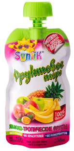 Фруктовое пюре ЯБЛОКО-ТРОП.ФРУКТЫ  Suntik 100 гр/80
