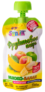 Фруктовое пюре ЯБЛОКО-БАНАН Suntik 100 гр/80